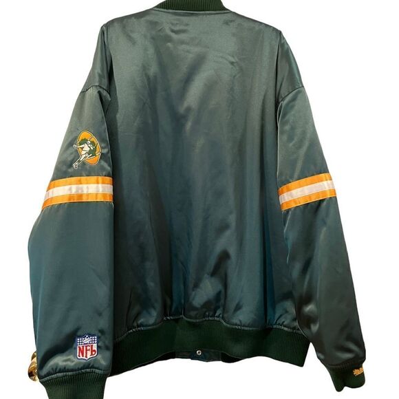NWT MITCHELL NESS NFL THROWBACKS GREEN BAY PACKERS SATIN JACKET SIZE 4XL NOS - Picture 2 of 13